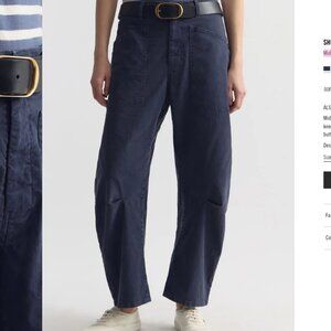 Nili Lotan Shon Navy Barrel Wide-Leg Pants